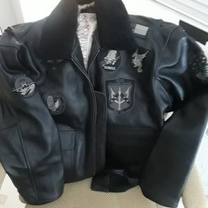 Black Leather Bomber